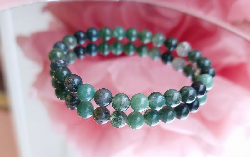 Bracelet agate mousse ø6