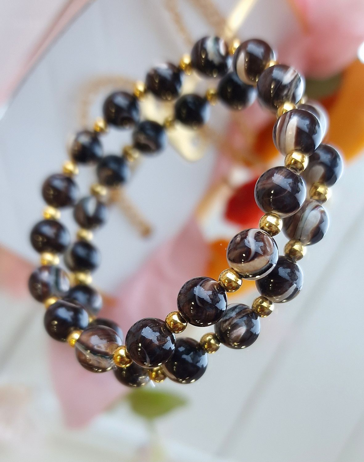 Bracelet Nacre Noire Opalisée ø8