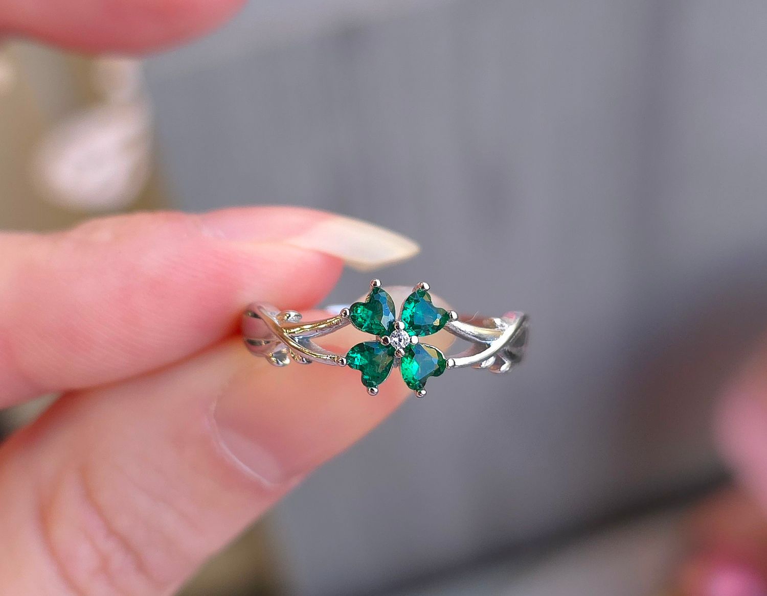 Bague Émeraude - Argent 925 Réglable