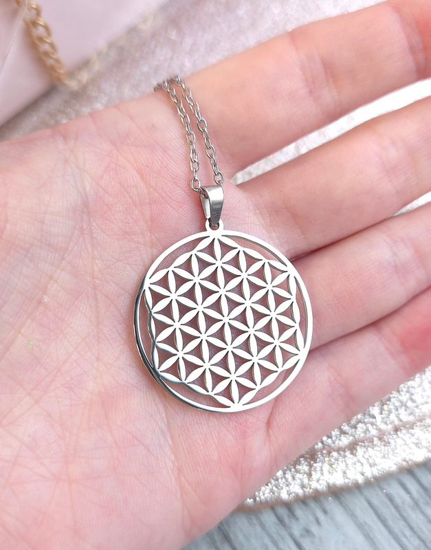 Pendentif Fleur de vie - Chaine 50+5cm