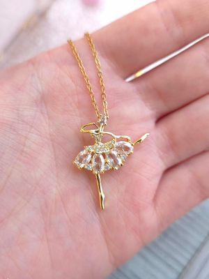Pendentif Ballerine Cristal de Roche  - Chaine 45+5cm
