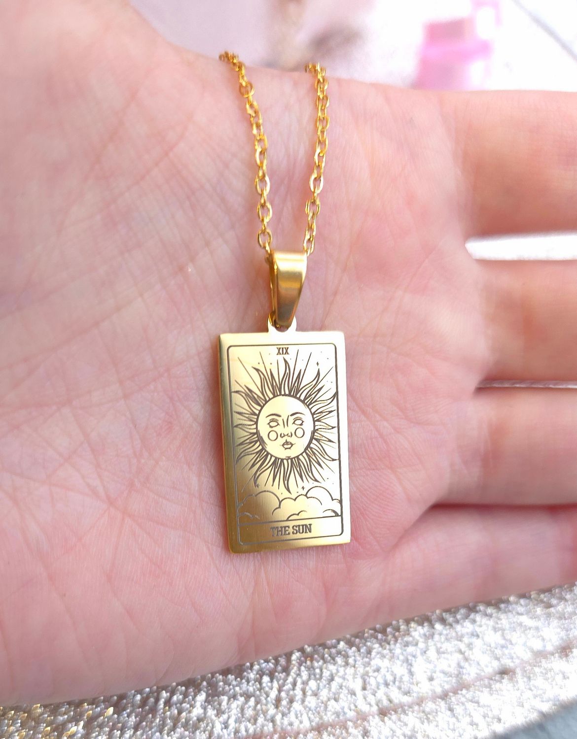 Pendentif Soleil du Tarot - Chaine 50+5cm
