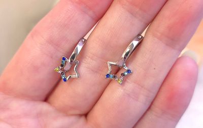 Boucle Étoile Apatite/ calcedoine/Citrine/Quartz Rose