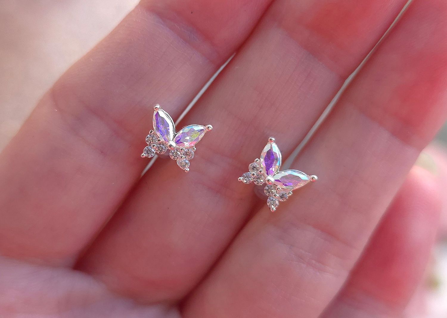 Boucle Papillon Aqua angel - Argent 925