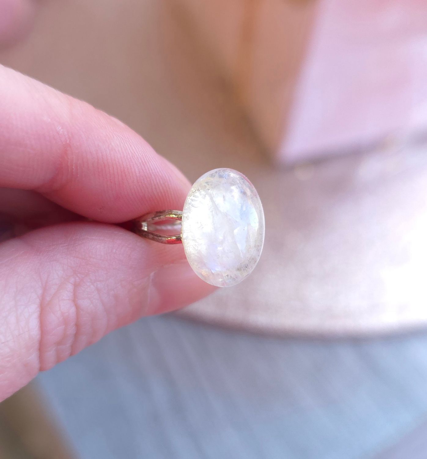 Bague Pierre de lune blanche n°2