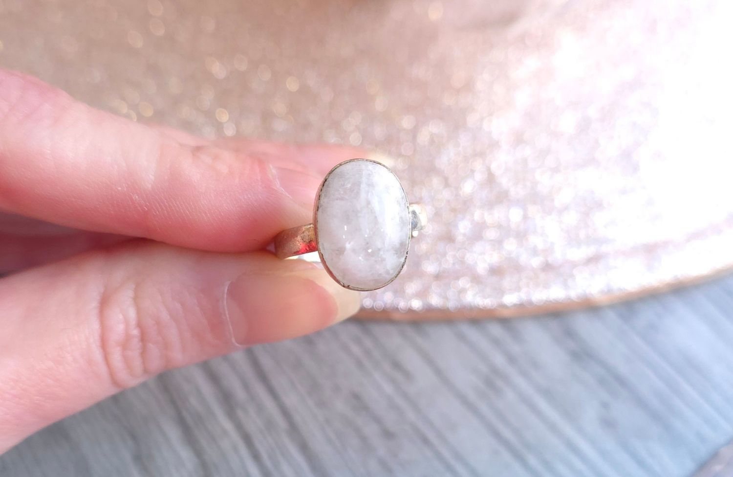 Bague Pierre de lune blanche n°4