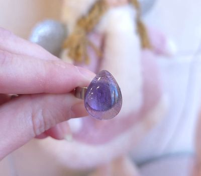 Bague Amethyste n°1 - Acier inoxydable