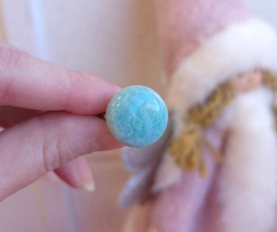 Bague Amazonite du Perou n°1 - Bronze Plaqué Argent