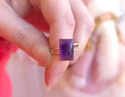 Bague Améthyste n°1 - Bronze Plaqué Argent