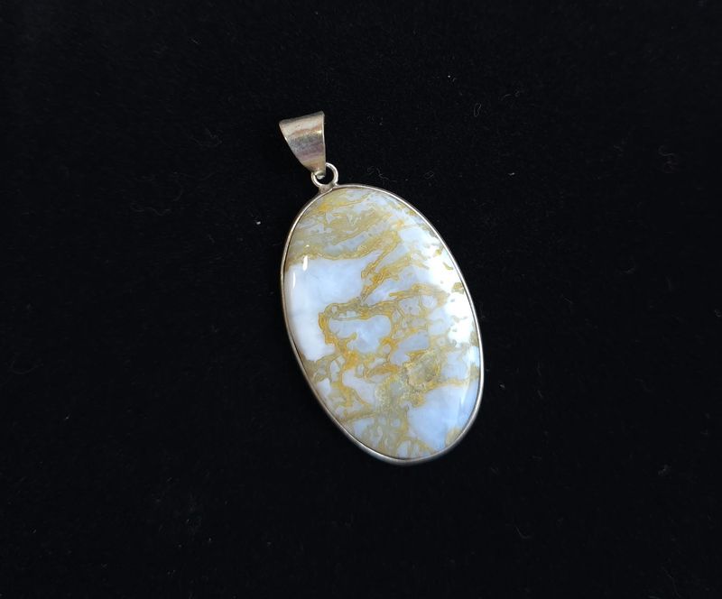Agate Mousse Sertie Argent 