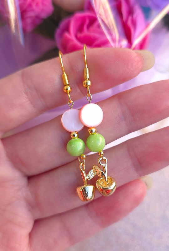 Boucle Création - Calcite Verte/ Nacre Rose
