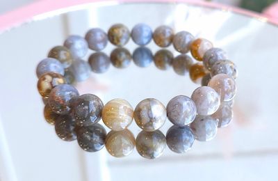 Bracelet Agate Feuille de Bambou ø10