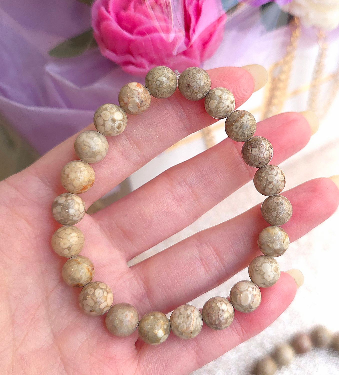 Bracelet Jaspe Chrysanthème ø8