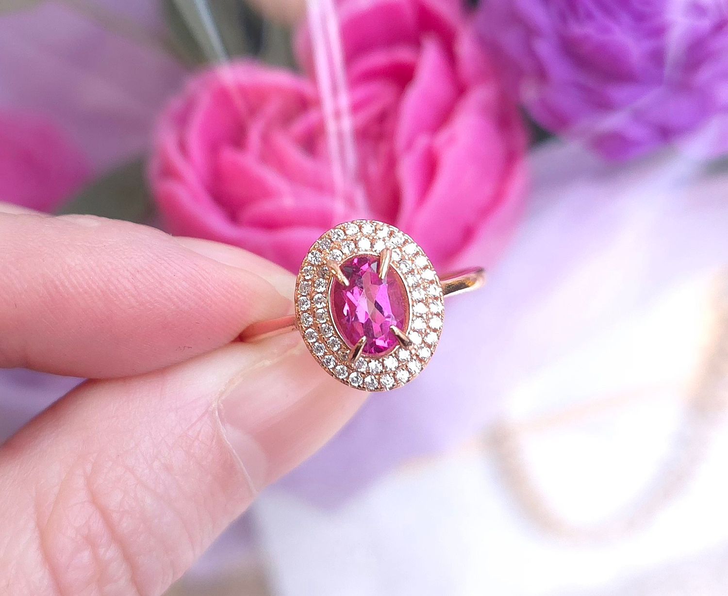 Bague Topaze Rose - Vermeil