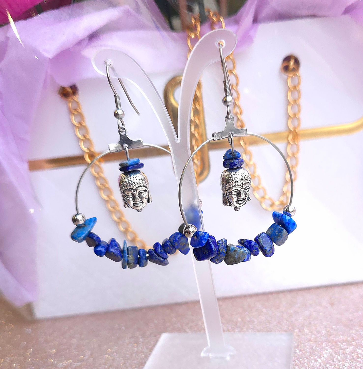 Boucle Créole Lapis Lazuli AAA