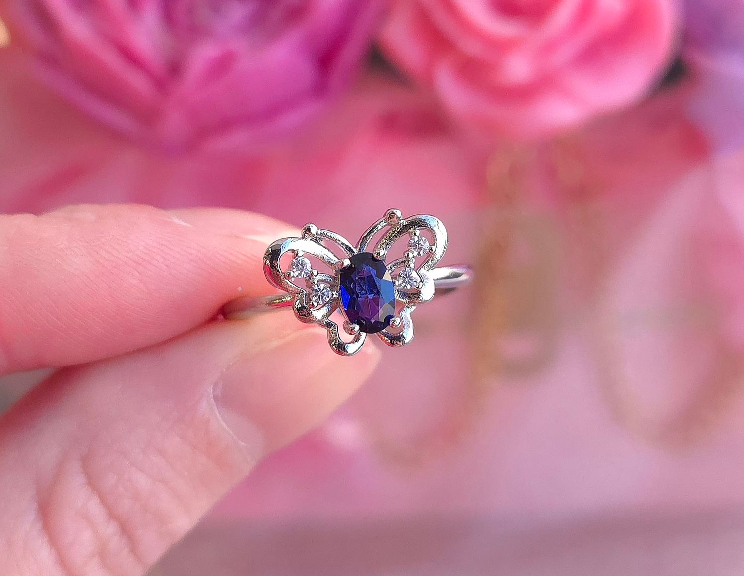 Bague Topaze Bleue Papillon