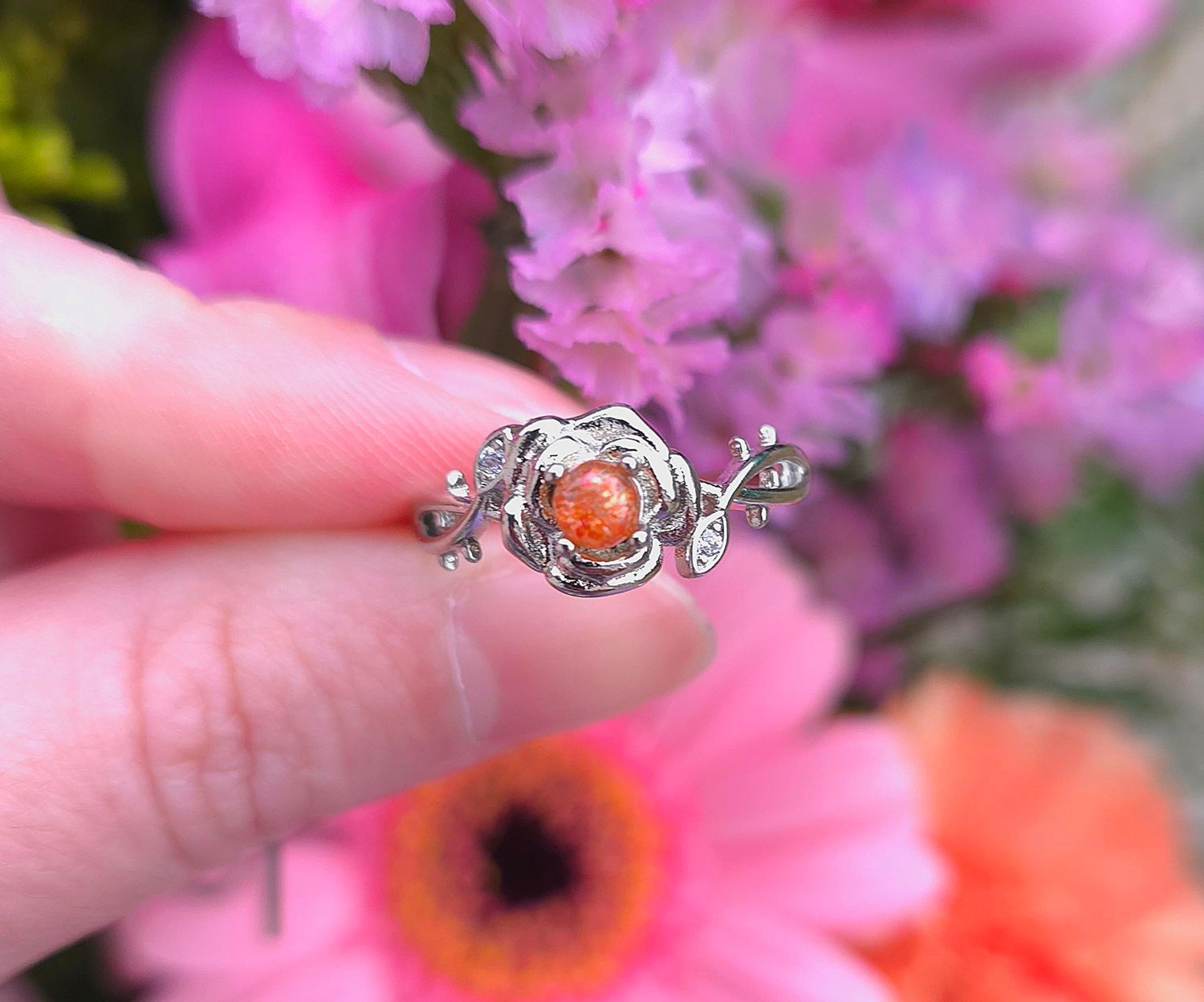Bague Pierre du Soleil AAA - Forme Rose