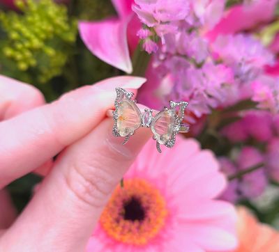 Bague Fluorite Jaune Papillon n°3 - Plaqué Argent