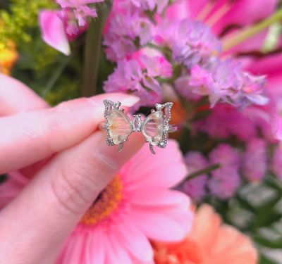 Bague Fluorite Jaune Papillon n°3 - Plaqué Argent