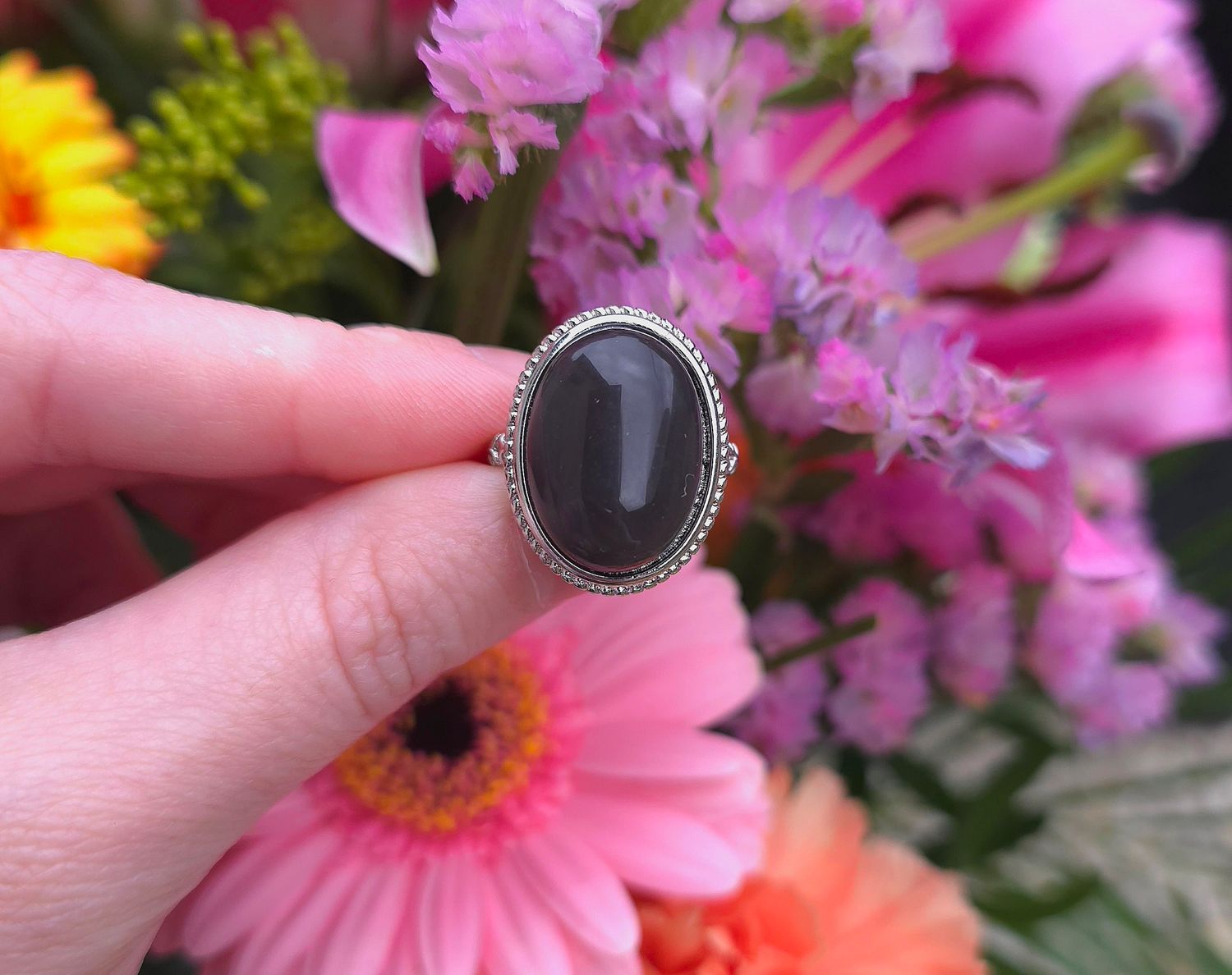 Bague Obsidienne Larme D&#39;apache n°2