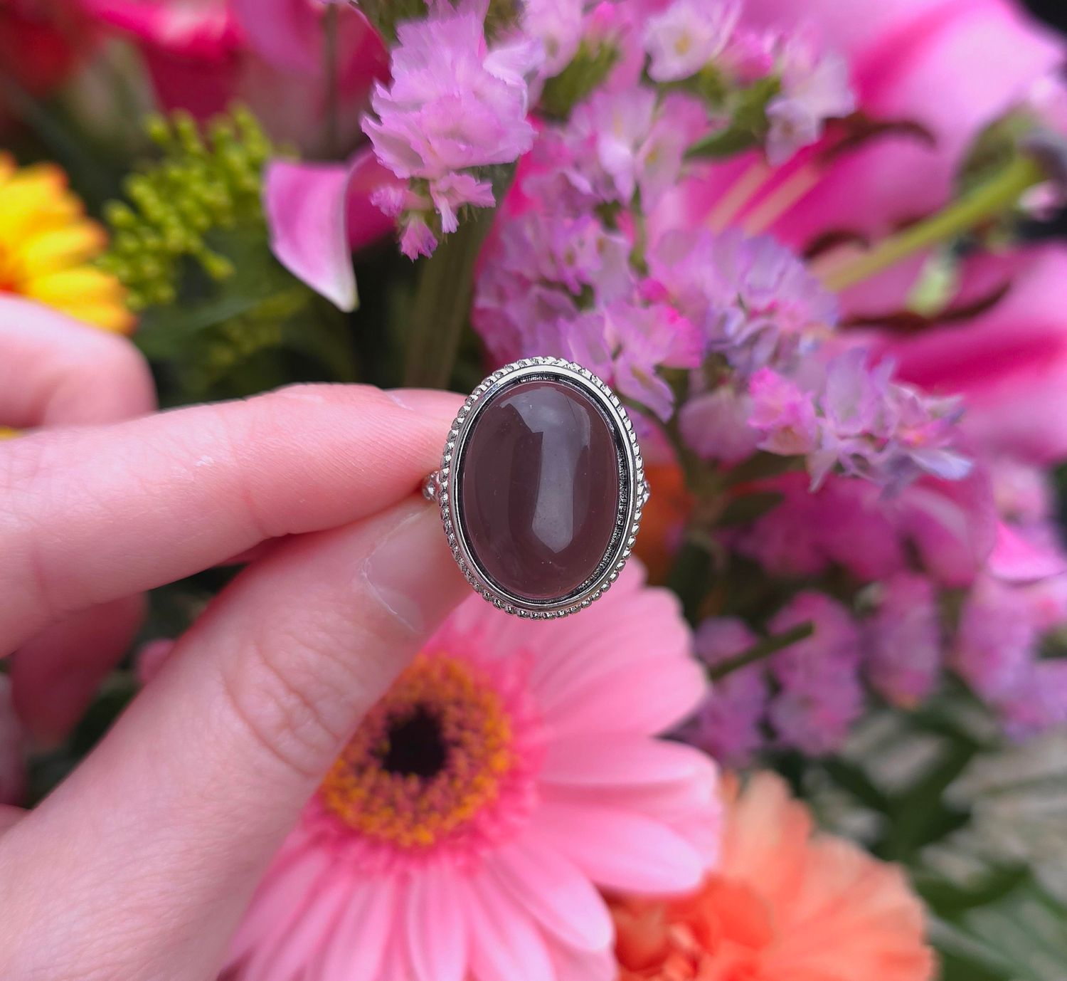 Bague Obsidienne Larme D&#39;apache n°1