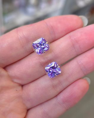 Boucle Bouton Améthyste n°3 - Argent 925