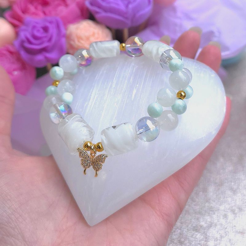 Bracelet Création - Aqua Angel/Labradorite Blanche/Pierre de lune Verte/Perle D&#39;Okinawa