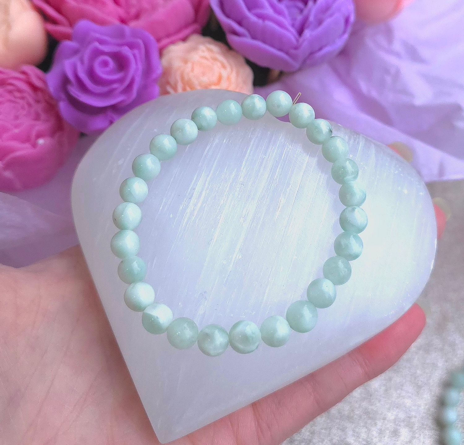 Bracelet Pierre de Lune Verte (Garnierite) ø6