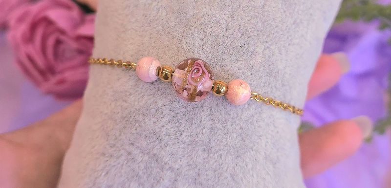 Bracelet Rhodochrosite/Perle okinawa