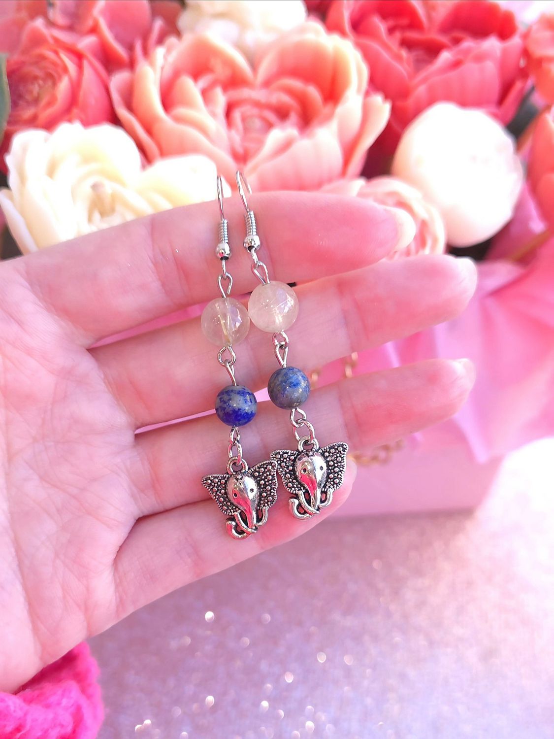 lapis , quartz rutile elephant