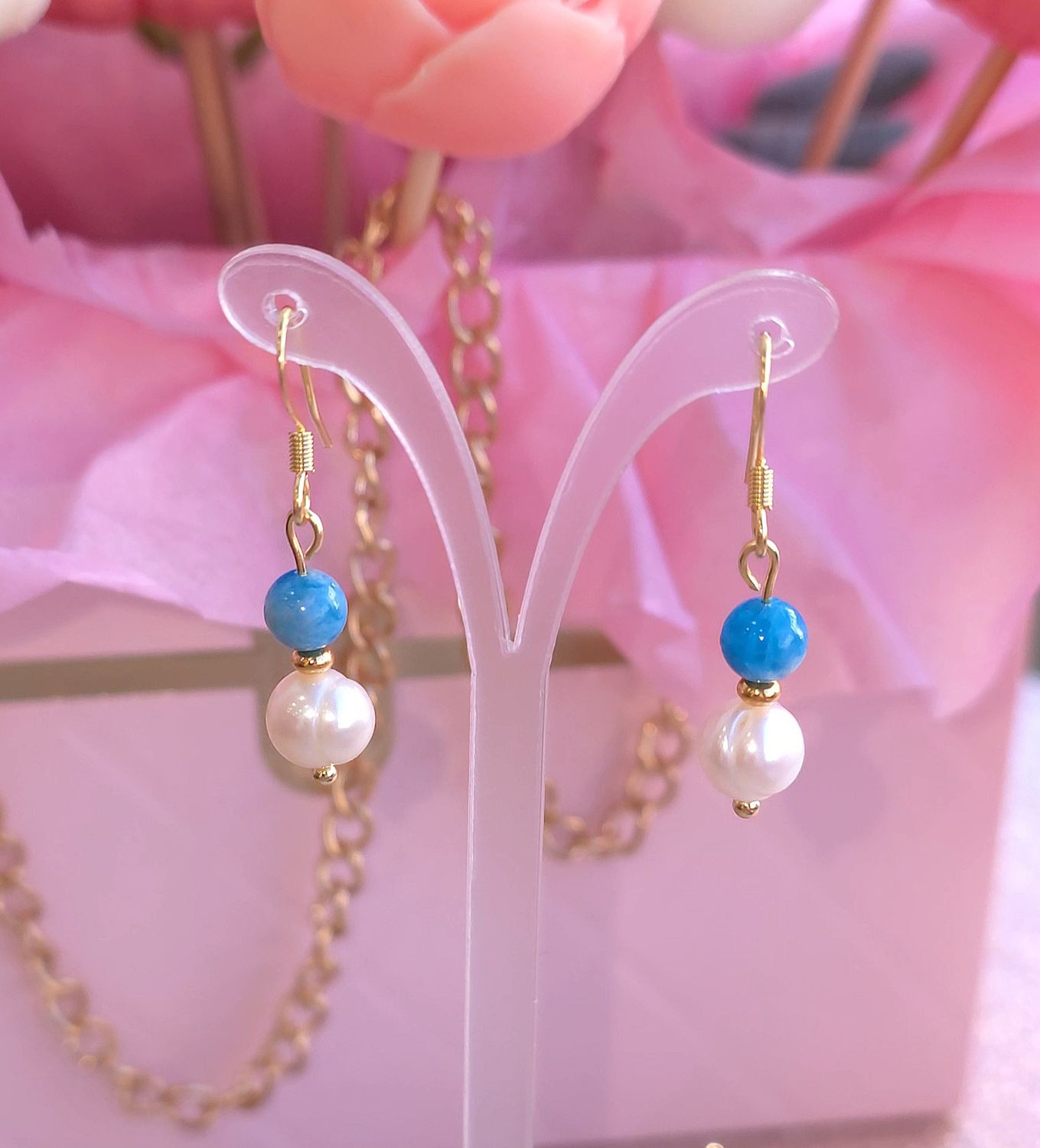 Boucle Perle de Culture et Apatite