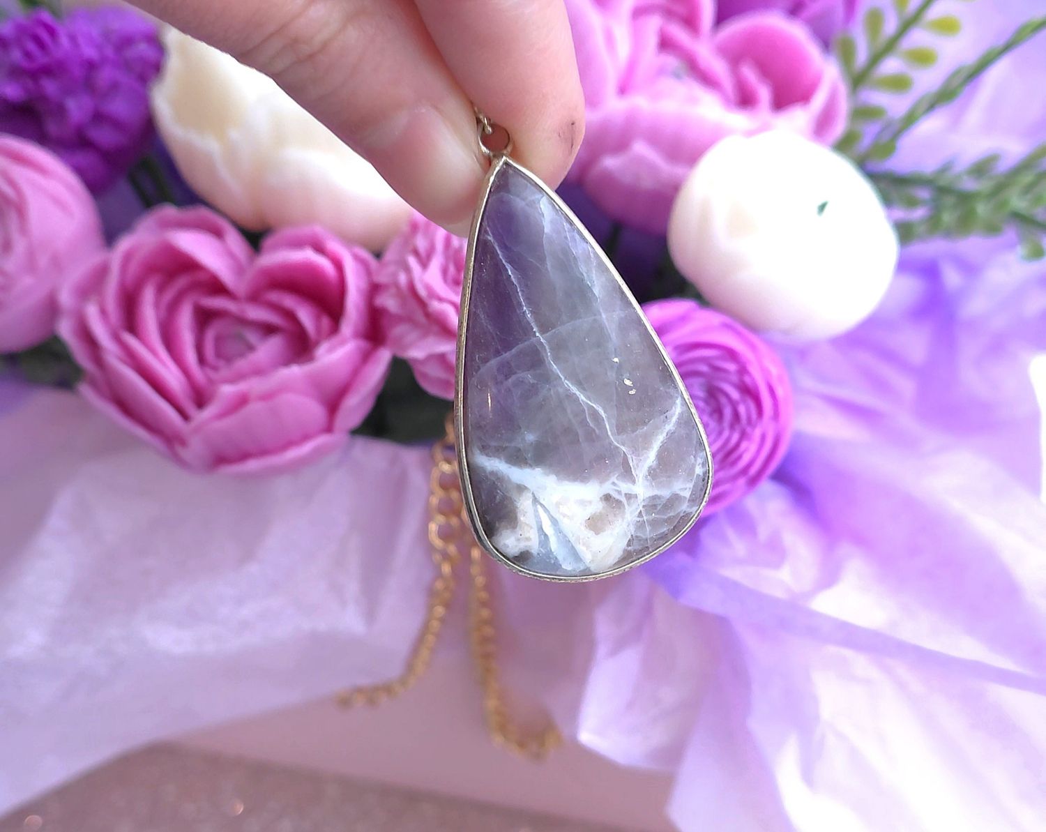 Opale Violette Serti Argent 925