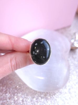 Bague Obsidienne Flocon de Neige n°2