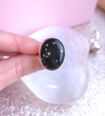 Bague Obsidienne Flocon de Neige n°2