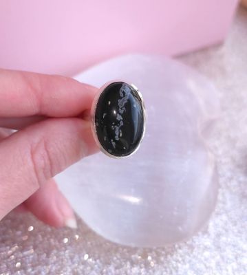 Bague Obsidienne Flocon de Neige n°1