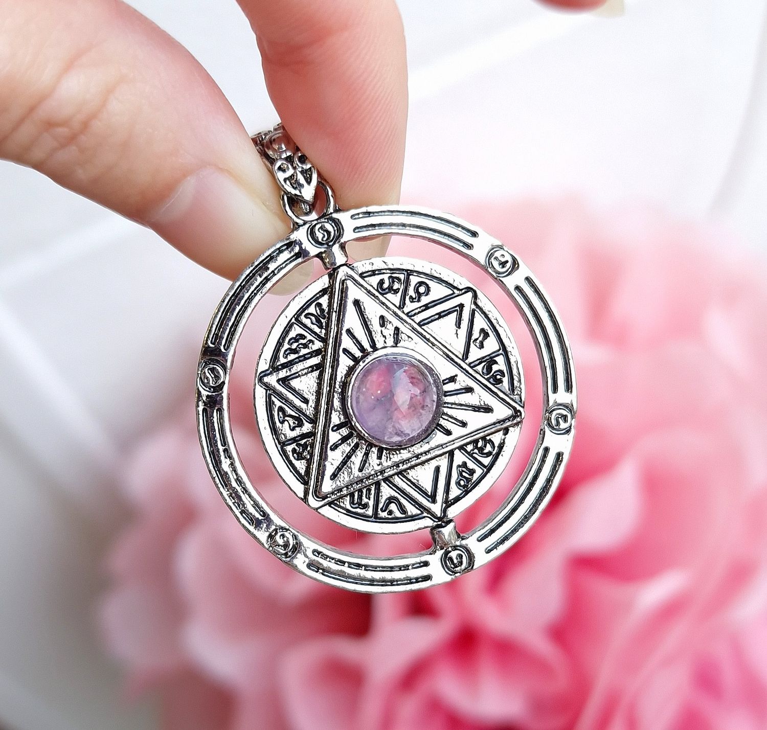 Pendentif Pentacle Rotatif Améthyste 