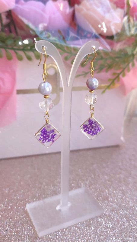 Boucle Création - Azeztulite/Agate Violette