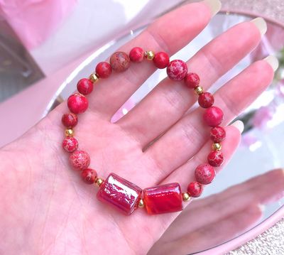 Bracelet Création - Jaspe Impérial/Perle d'Okinawa Confiance, Force Intérieure &amp; Ancrage