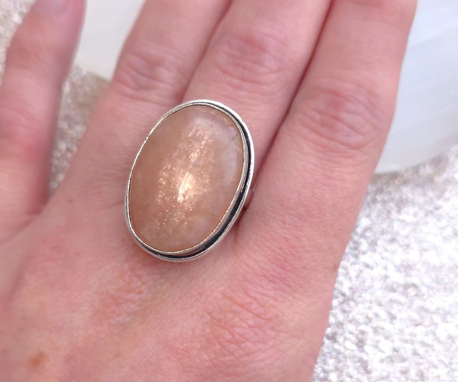 Bague Pierre de Lune Pêche 