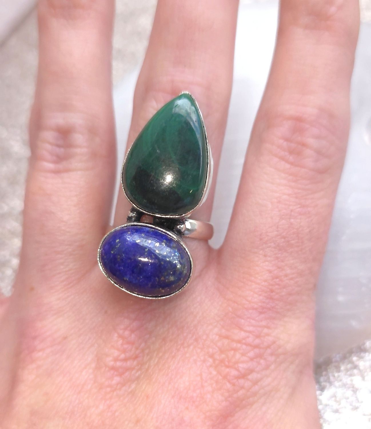 Bague Malachite/Lapis-Lazuli 