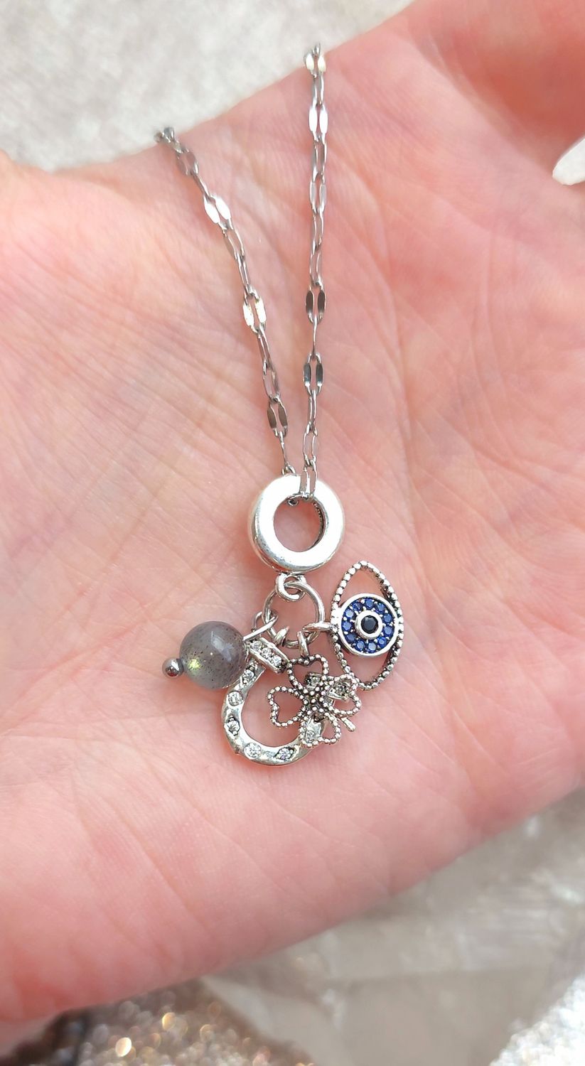 Pendentif Trèfle/Fer a Cheval/Oeil de Nazar - Labradorite  