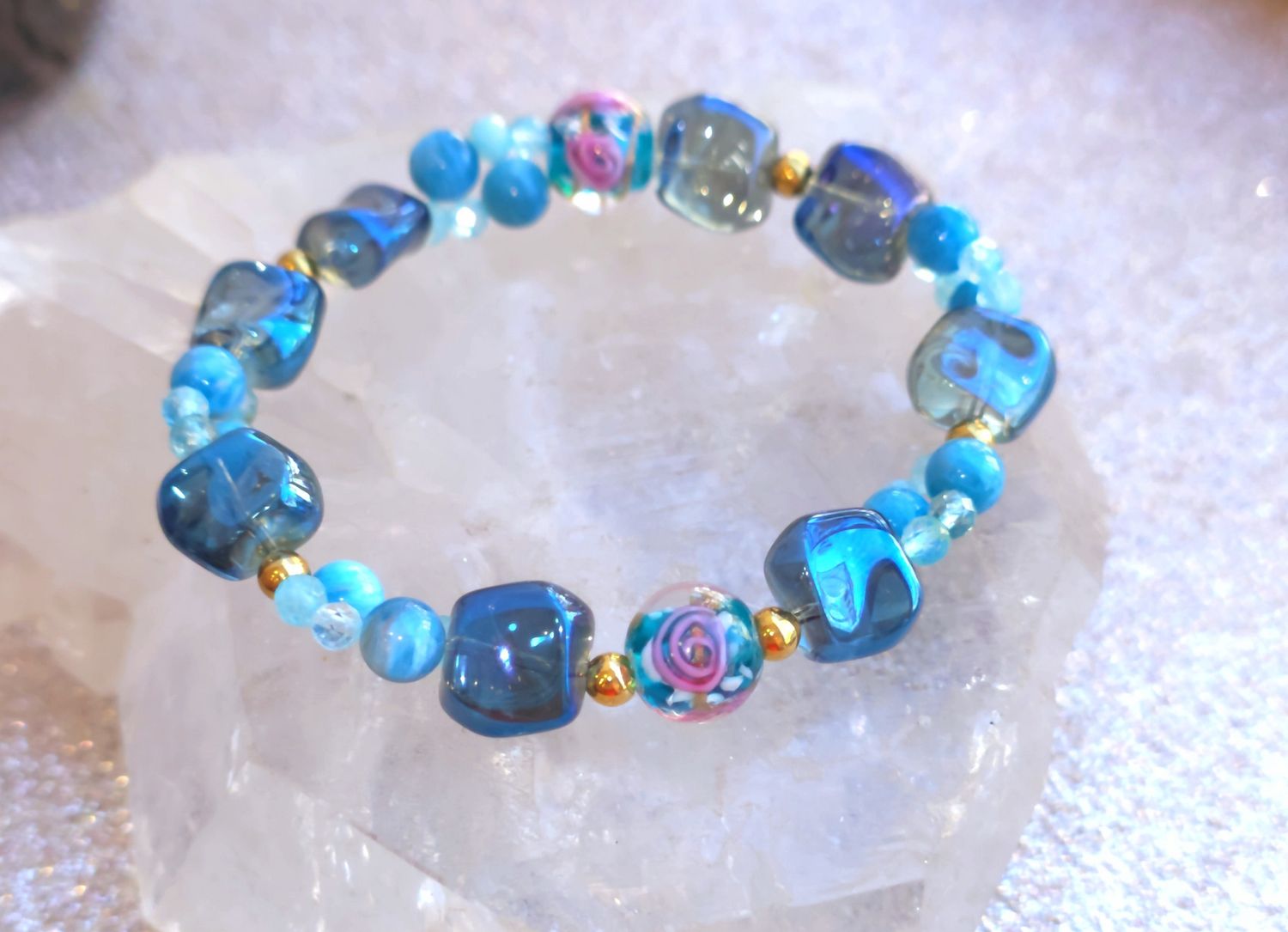 Bracelet Création - Aqua Aura/Apatite