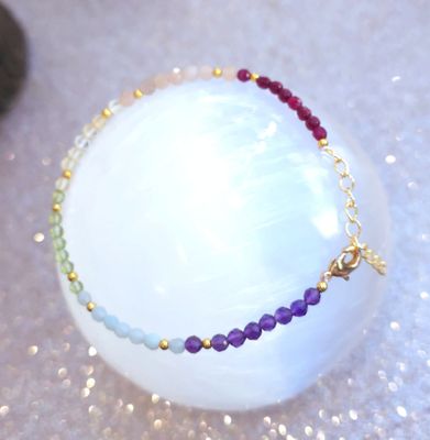 Bracelet Rubis/Aigue Marine/Péridot/Améthyste/Citrine/Quartz rose