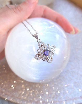 Pendentif Améthyste Argent 925 - Forme Poire - Pierre Naturelle - Bijou Fait Main