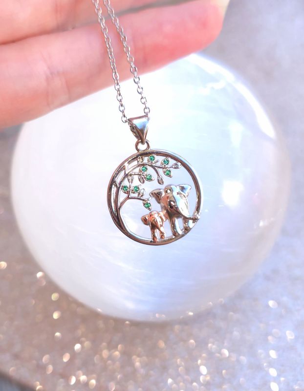 Pendentif Émeraude Éléphant - Argent 925
