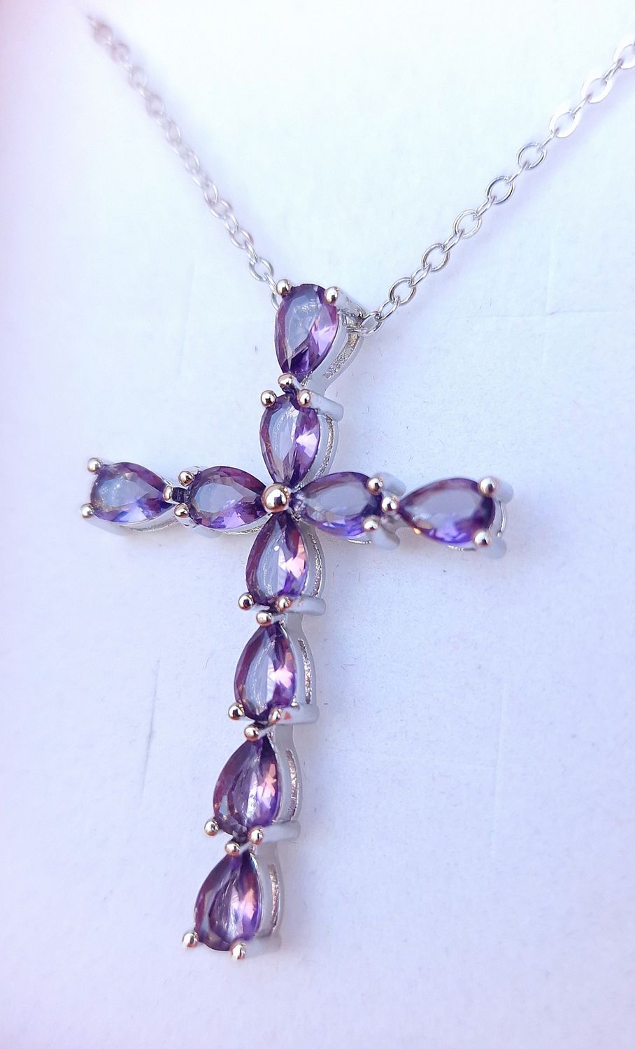 Croix Améthyste + Chaîne 45 cm
