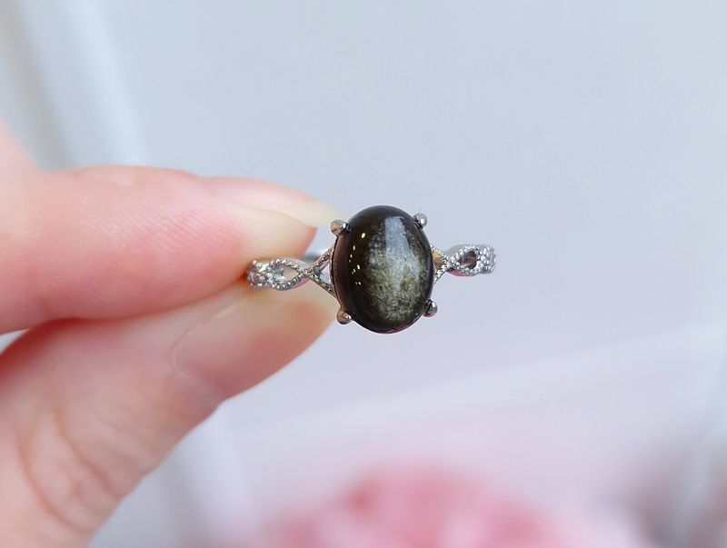Bague Obsidienne Dorée n°3