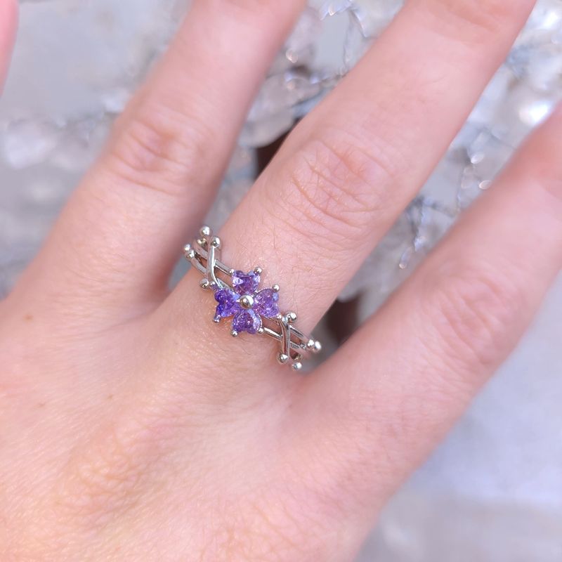 Bague Trèfle à Quatre feuilles Améthyste - Argenté 