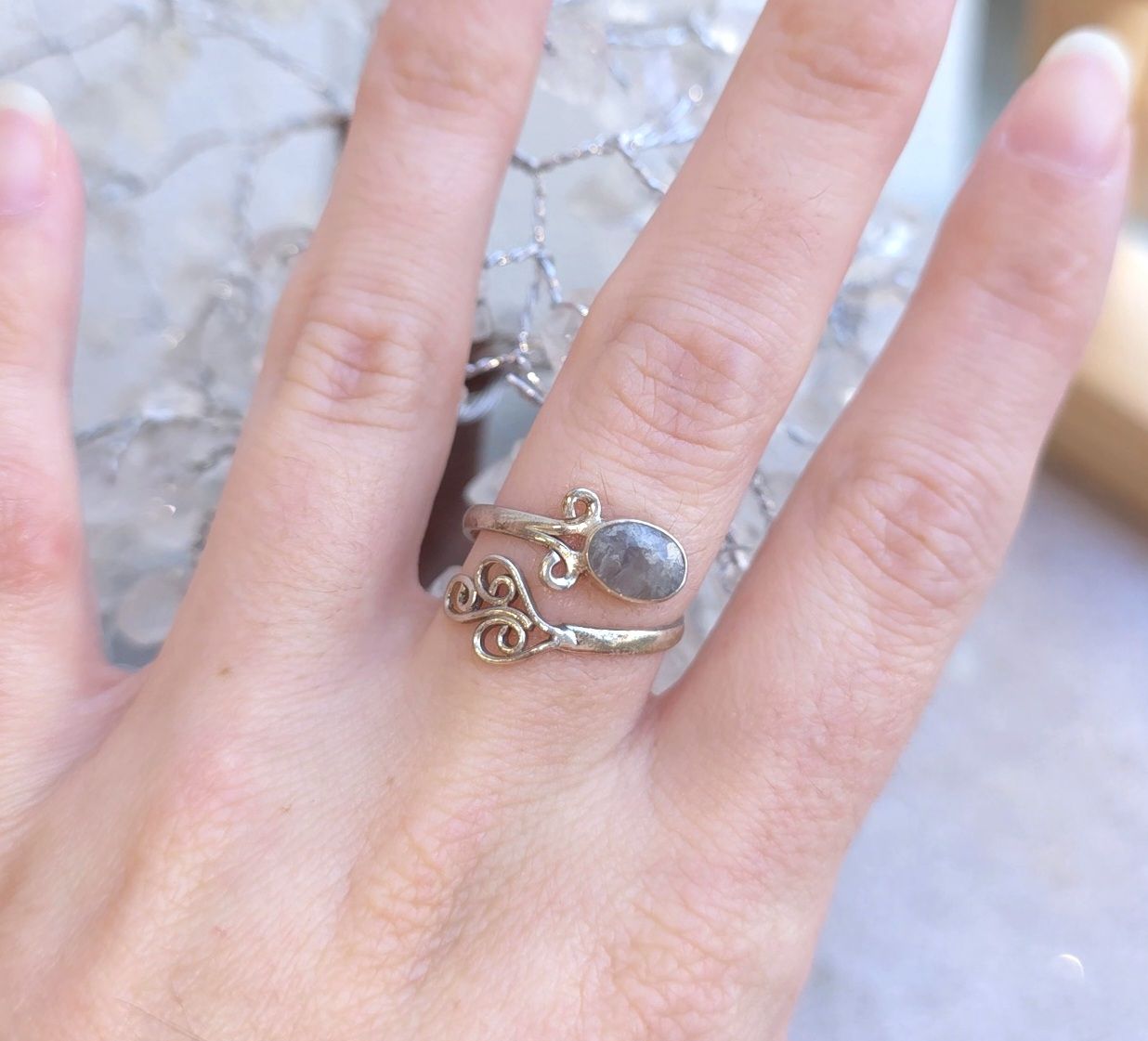 Bague Saphir Facetté - Argent 925 Réglable