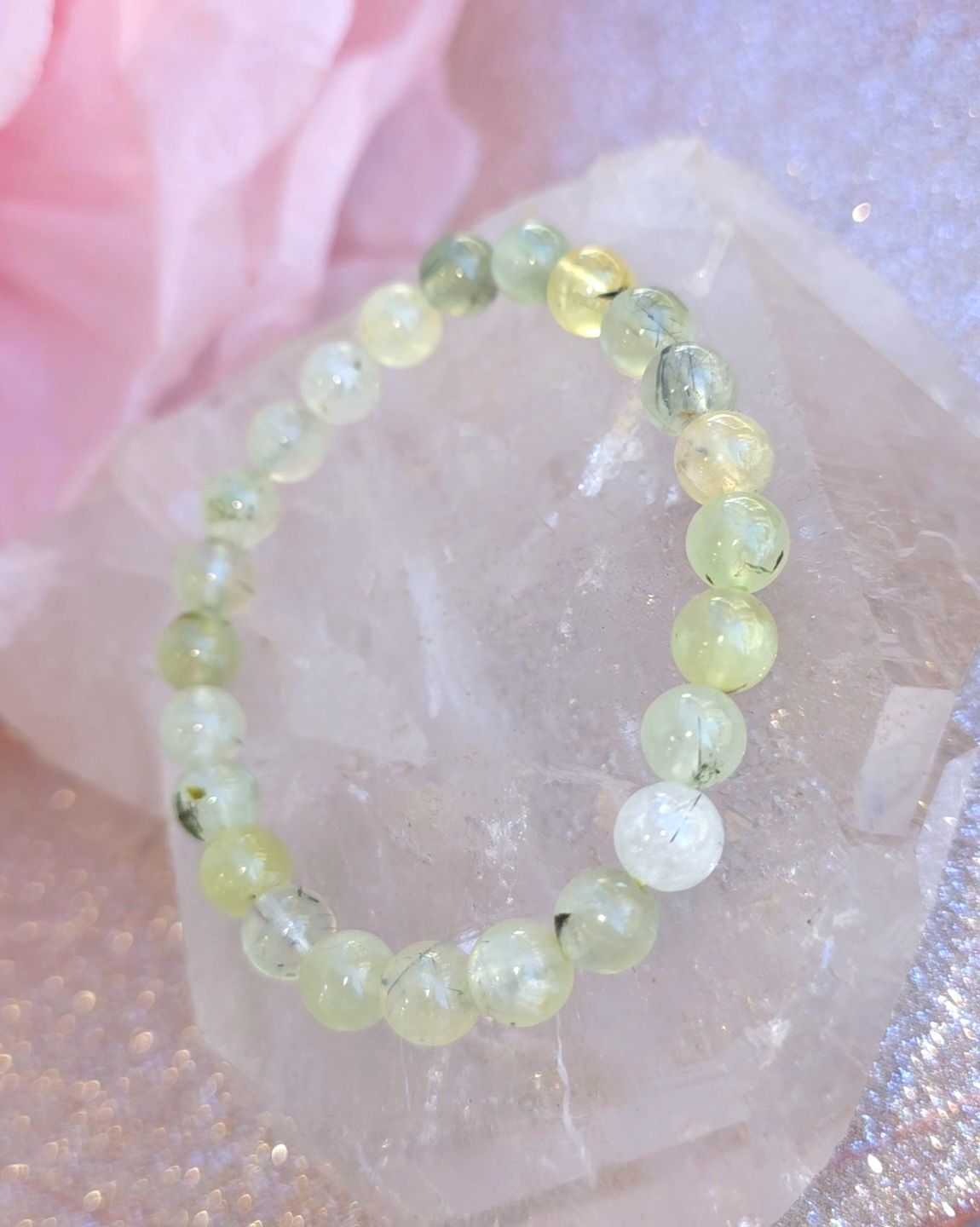 Bracelet Préhnite inclusion épidote ø8
